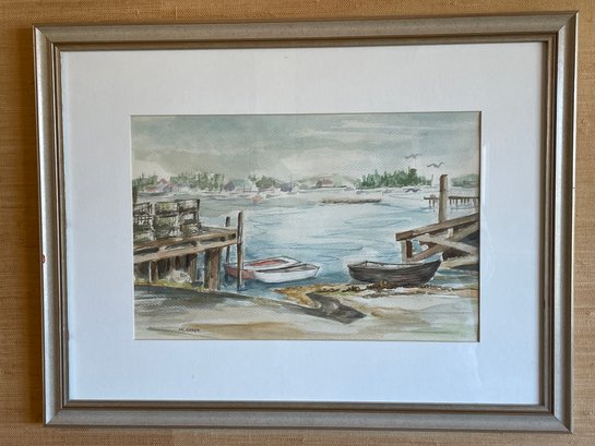 'north West Harbor, ME' Vintage Watercolor Painting By Marion Greer.