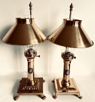 Set Titanic First Class Only Replica Adjustable Brass Table Lamps