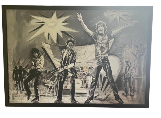 Large Limited Edition Rolling Stones Monochrome Original Painting - Signed & Numbered!