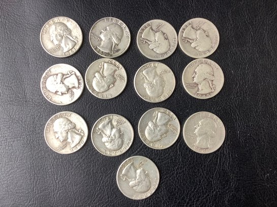 13 Washington Quarters Dated (1941, 44, 45, 46, 52, 54, 57 D, 58 D, 59 D, 61 D, 62, 62 D, 63)