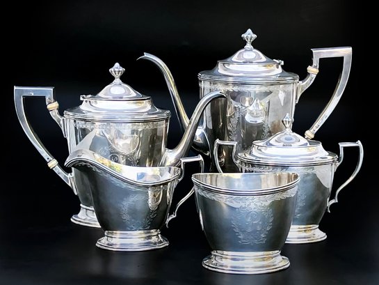 An Early 20th Century Art Deco International Sterling Silver Tea And Coffee Service