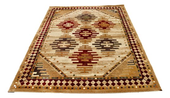 Bazaar Cas 01 Geometric Rug In Shades Of Terracotta, Sand, And Umber