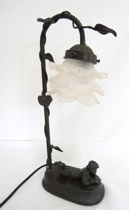 Child Reading A Book Bronze Finished Accent Lamp