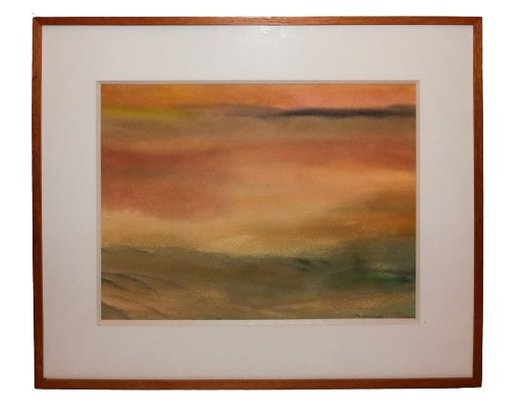 Watercolor 'Desert Sun' Signed By M. Stafford Framed