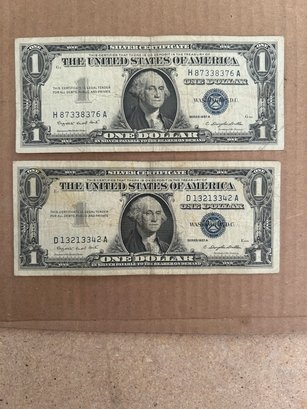 Beautiful Lot Of 2 1957 A One Dollar Bill -Silver Certificate U.S. Note