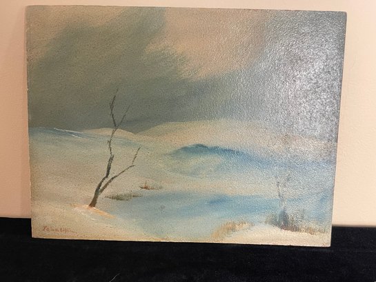 Oil Painting Of Winter Landscape, Signed
