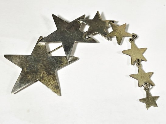 Large Contemporary Sterling Silver Star Brooch Mexican `