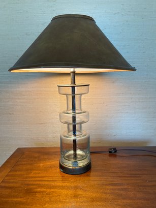 Contemporary Glass Base Table Lamp. 20' Tall