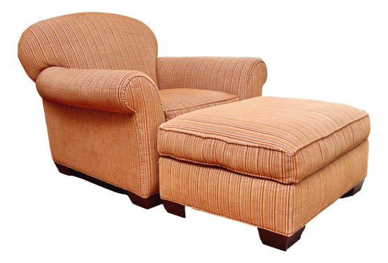 Crate And Barrel Striped Arm Chair And Ottoman