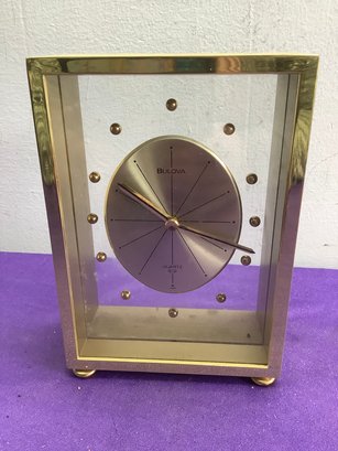 Bulova Brass And Glass Clock