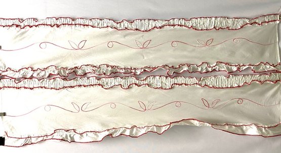 Pair Of Vintage Embroidered Cotton Window Valences