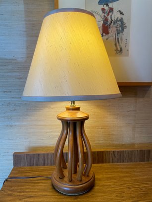 Modernist Wooden Table Lamp. 20' Tall
