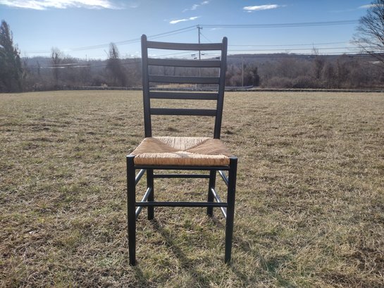 Single Black Wood  Rush Seat Ladder Back Chair