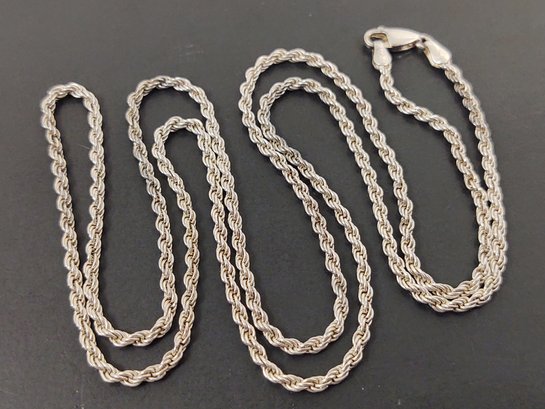VINTAGE STERLING SILVER ROPE CHAIN NECKLACE