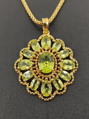 STUNNING GOLD OVER STERLING SILVER & PERIDOT NECKLACE