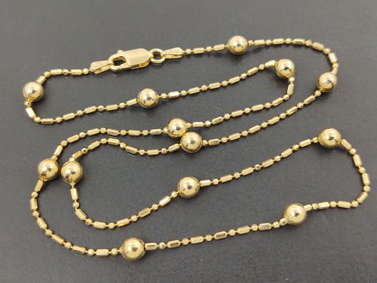 GOLD OVER STERLING SILVER BALL & PULL CHAIN LINK NECKLACE