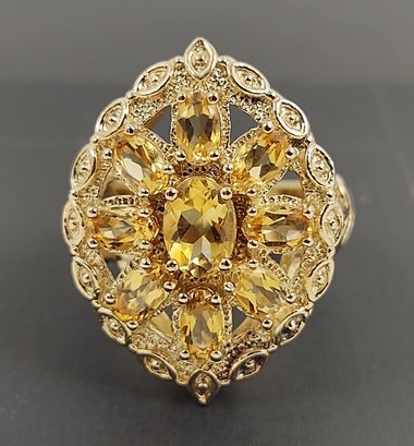 BEAUTIFUL GOLD OVER STERLING SILVER CITRINE RING