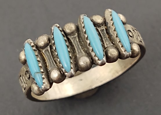VINTAGE BELL TRADING POST NATIVE AMERICAN STERLING SILVER TURQUOISE RING