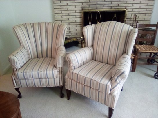 Two Upholstered Chairs With Same Fabric  - CustomUpholstery Workshop, Bridgeport, CT         LR