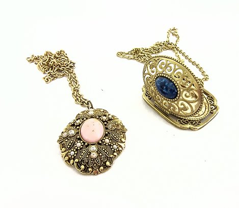 Two Beautiful Vintage Pendant Necklaces, One A Locket