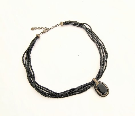 Antique Style Black Beaded Necklace