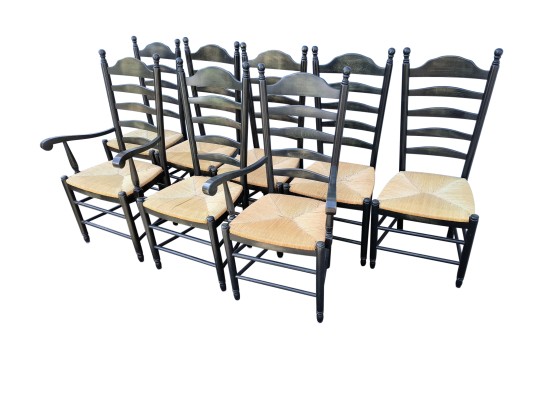 Made In Italy Set Of Eight Ladder Back Dining Chairs