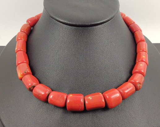 VINTAGE DESIGNER DTR JAY KING STERLING SILVER CHUNKY CORAL BEADED NECKLACE