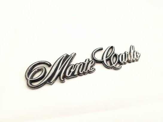 Vintage Monte Carlo Cursive Car/ Auto Emblem - One Of Several In This Sale