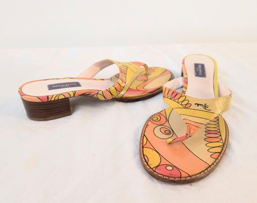 Iconic Vintage Pucci Design Sandals, Made In Italy