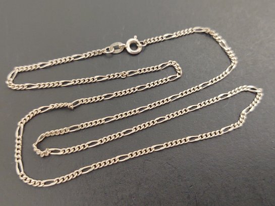 VINTAGE STERLING SILVER 2mm FIGARO LINK CHAIN NECKLACE