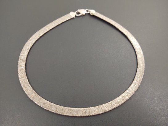 VINTAGE STERLING SILVER 8mm WIRE WRAPPED CHOKER NECKLACE
