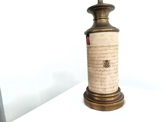 Vintage Table Lamp With Parchment Wrapped Base