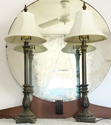 A Pair Of Metal Stick Lamps