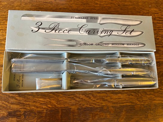 Knives And More Knives!  3-Piece Carving Set, Set Of 6 Steak Knives, Bread Knife - All New!