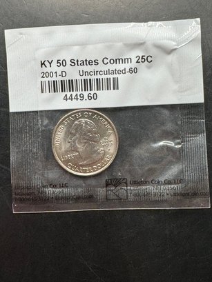 2001-D Uncirculated Kentucky State Quarter In Littleton Package