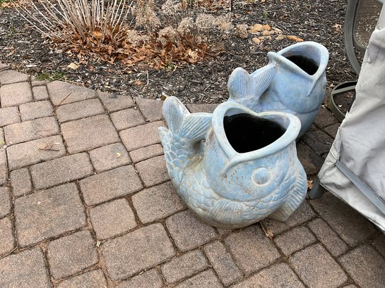 Stunning Pair Of Fish Planters