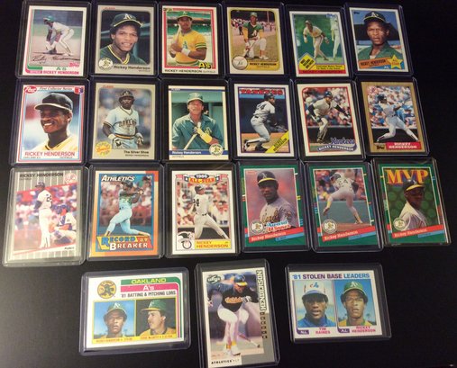 Lot Of 21 Assorted Rickey Henderson Cards