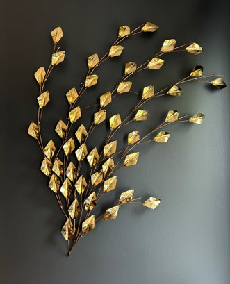 Brass MCM Style Leaf Wall Sculpture