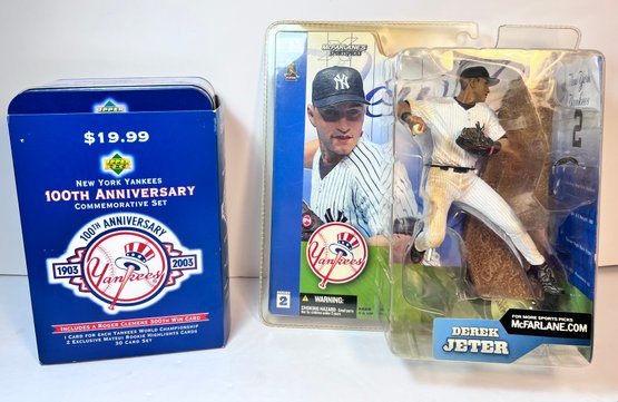 Derek Jeter Figurine And 100th Anniversary Yankees Commemorative Card Set