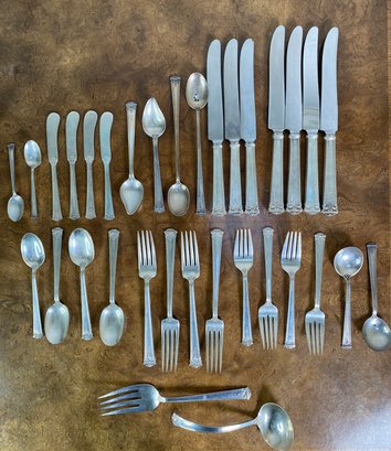 Antique J.S Co Trianon Pattern Sterling 33pc Service Flatware Set - Monogrammed P - 820g Without Knives