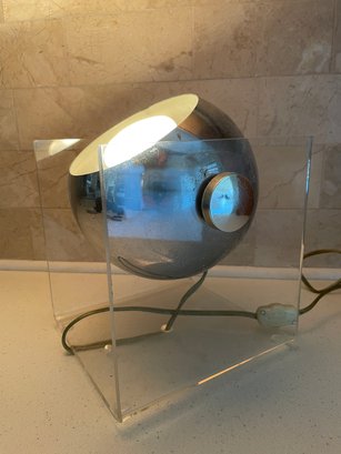 Post Modern Lucite And Chrome Portable Spot Lamp.