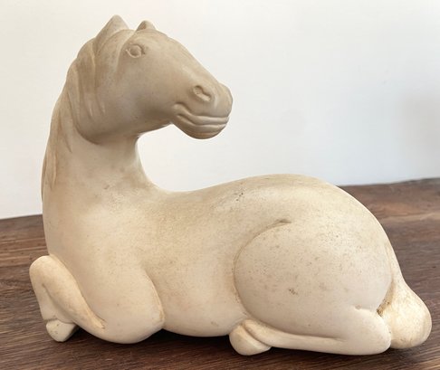 Vintage Carved Stone Horse Sculpture