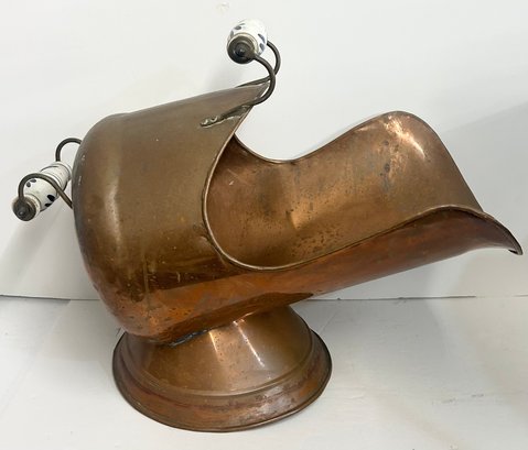 Vintage Copper Coal Scuttle With Detailed Handles