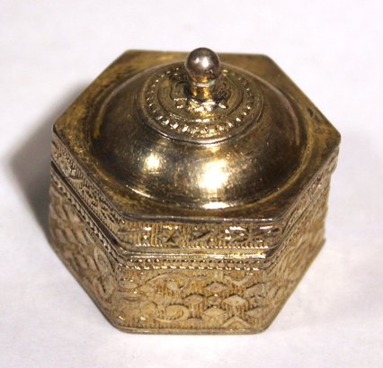 Very Pretty Silver Plated Trinket Pill Box Made In India