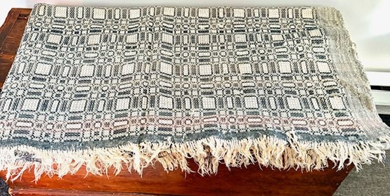 Hand Woven Blue And Tan Blanket