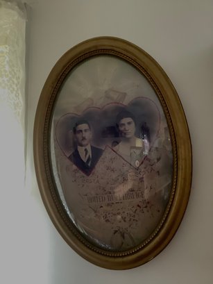 Early Marriage Framed Portrait In Oval Frame