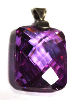Sterling Silver And Amethyst Faceted Pendant