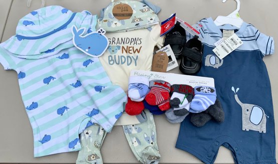 Nice Lot Of NEW Baby Clothes ~ 3 Outfits, Shoes & Bootie Socks ~