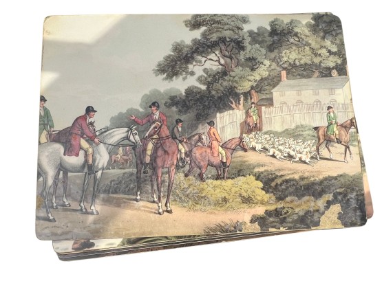 Set Of 6 English Fox Hunt Themed Structured Placemats