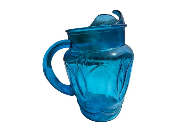Beautiful Blue Vintage Depression Glass Water Pitcher